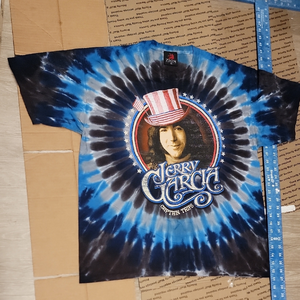 Zion Rootswear Jerry Garcia Tie-Dye T-Shirt - Blue and Black